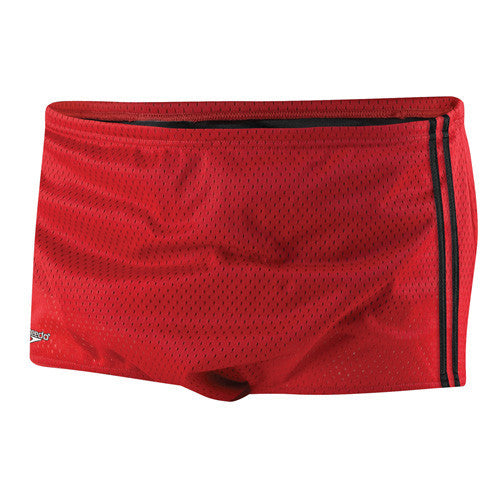 Speedo Mesh Trainer Square Leg Swimsuit Red 36