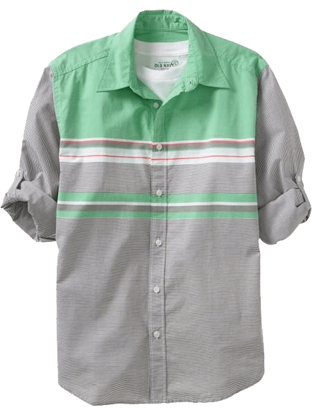 Men's Roll-Sleeve Chest-Stripe Shirts