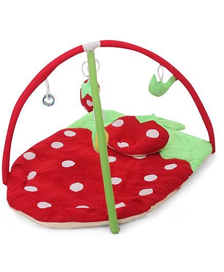 Babyhug Play Gym With Strawberry Cut & Mosquito Net - Red color.