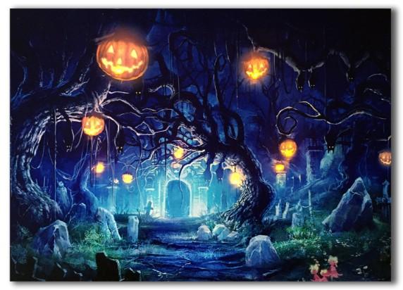 HAUNTED HOUSE HALLOWEEN CANVAS WALL ART